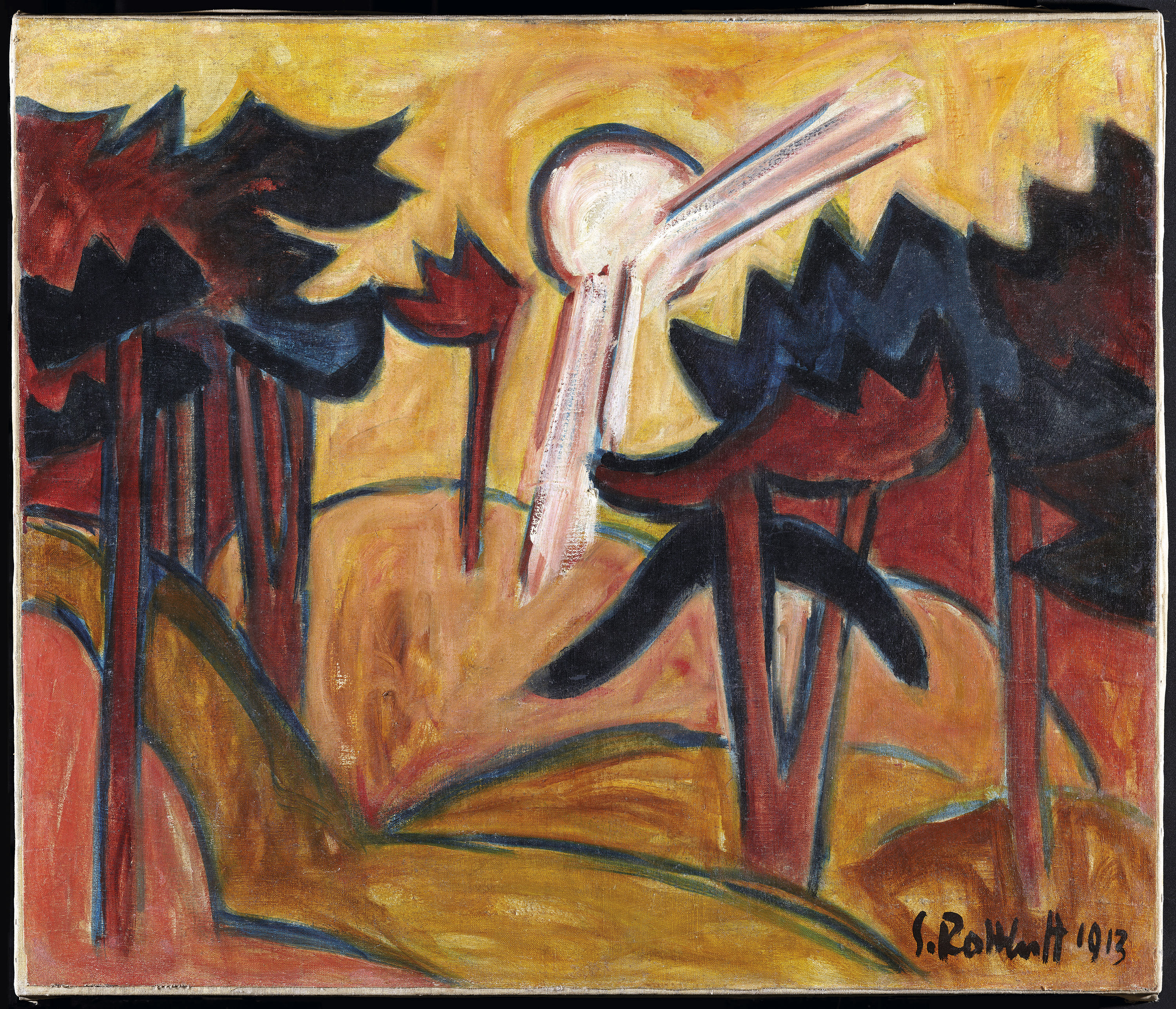 KARL SCHMIDT - ROTTLUFF、FRAU MIT ERNTEHU Karl Schmidt-Rottluff | Stilleben mit Holzplastik (1949